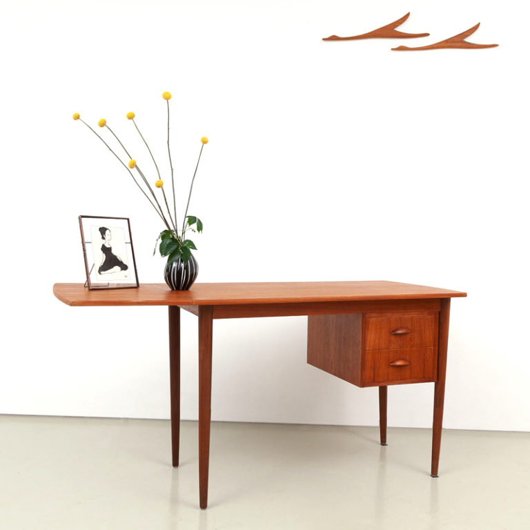 Teak Schreibtisch Valentines 60er, Jahre Designklassiker