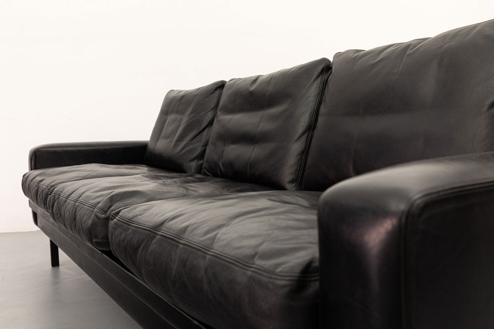 60er Jahre Sofa, Leder, schwarz
