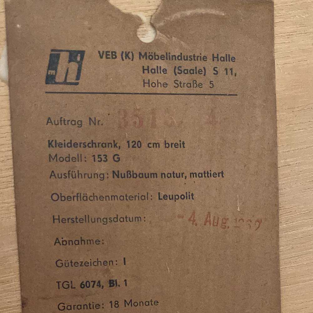 Garderobenschrank, VEB Möbel Halle, Vintage