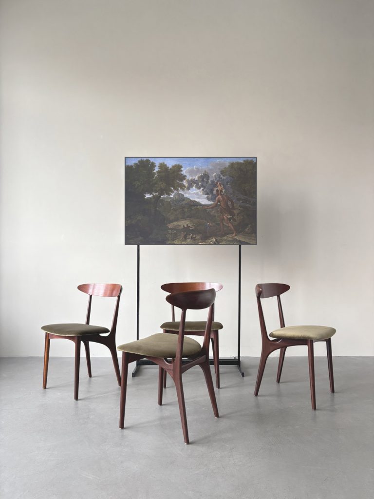 Vintage Stuhl, 50er Jahre, Stoff-Bezug