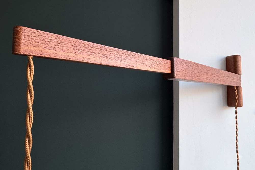 Teakholz Wandleuchte ausziehbar midcentury