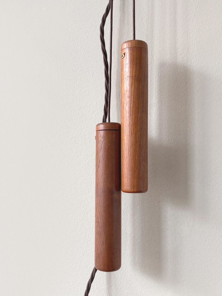 Wall Lamp, Vintage, Teak und Leinen