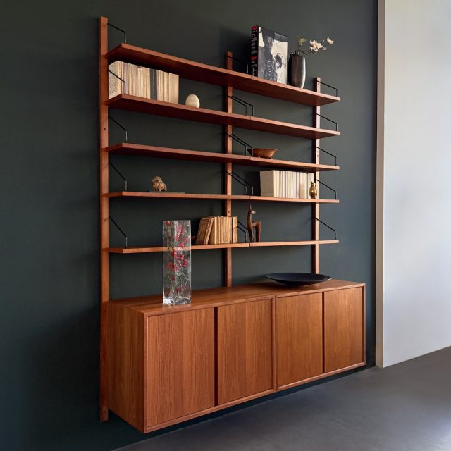 Teak-Regalsystem mit Sideboard von Poul Cadovius, Cado Dänemark 1960, Seitenansicht